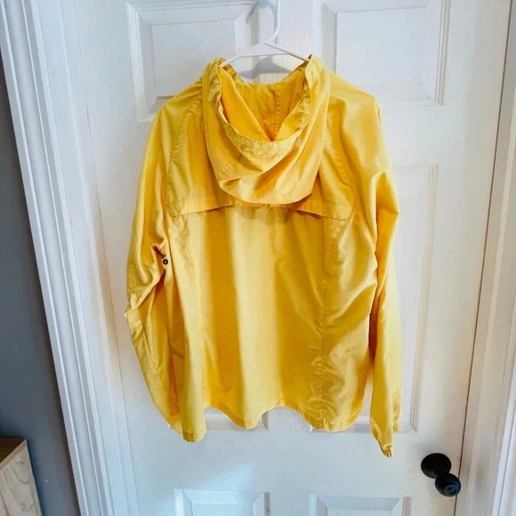 Eddie Bauer Yellow Sport Hooded Lightweight Zip Up Rain Jacket XL GorpCore - Picture 2 of 10